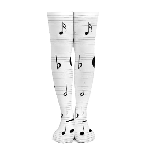 Extra Long High Thigh Socks Thin Music Notes Over Knee Tights Long Stocking for Women3