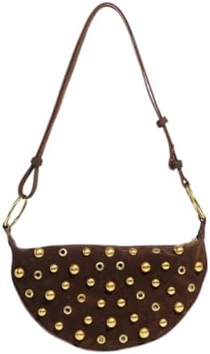 Studded Shoulder Purses for Women Gold Studs Punk Rock Y2k Suede ...