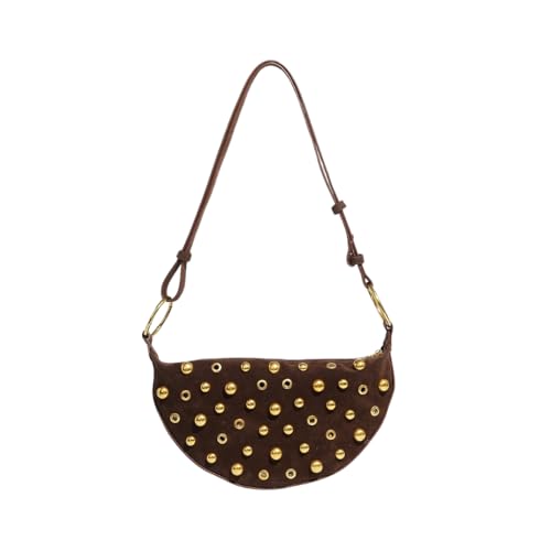 Studded Shoulder Purses for Women Gold Studs Punk Rock Y2k Suede ...