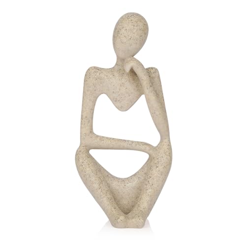 Sandstone Resin Thinker Statue Style Abstract Sculpture, Sandstone, Right