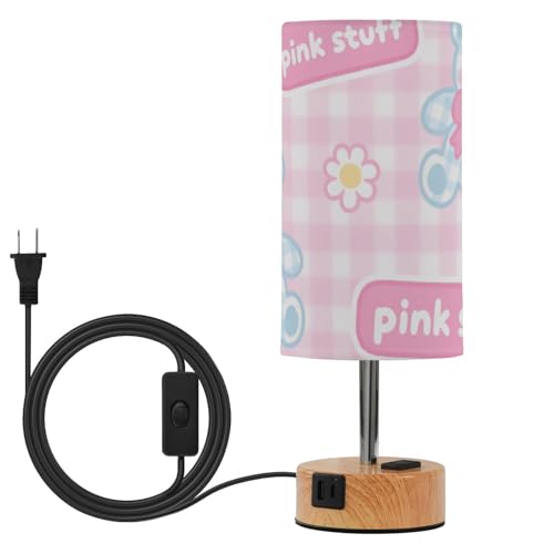 aidingzhi Una bonita lámpara de mesa LED con control táctil y diseño de oso azul de dibujos animados, lámparas modernas con pantalla de tela, bombillas incluidas para habitación de niños