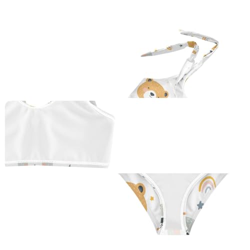 Plaaee Girls' 2 Piece Swimsuits Bear Rainbow Cute Bikini Set Bathing Suit 4T3