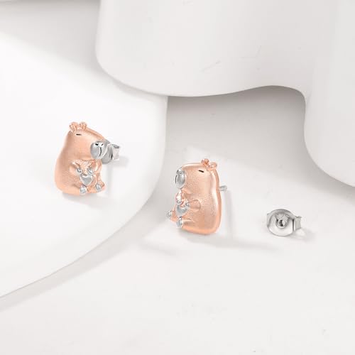 925 Sterling Silver Capybara Sheep Duck Axolotl Earrings - Cute Animal Earrings Jewelry Gifts for Women3