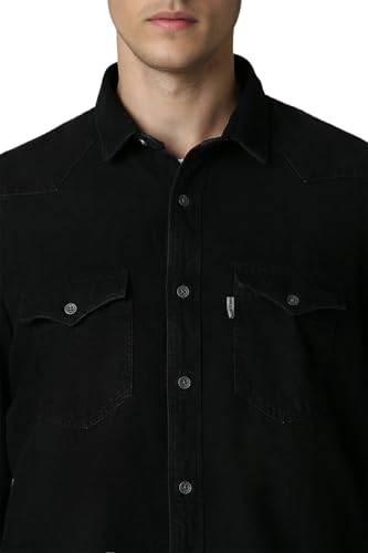 Image of Louis Philippe Men Slim Fit Solid 100% Cotton Casual Shirt
