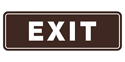 Image of All Quality Standard Exit Wall or Door Sign | Durable Plastic and Easy Installation | Double-Sided Foam Adhesive Tape- Dark Brown - Small (1 Pack)
