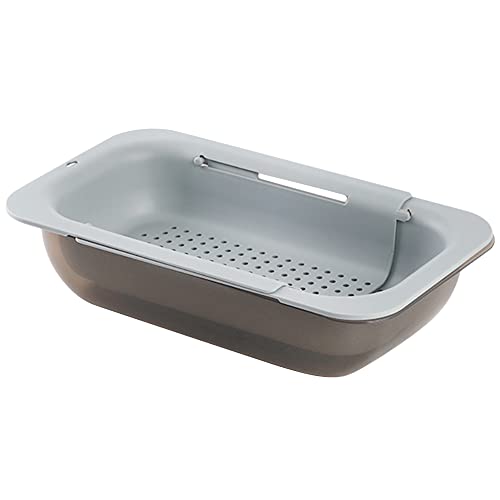 Lotvic Colador de Cocina Plástico, Multifunción Estante Retráctil de Almacenamiento, Respetuosos del Medio Bandeja de Filtro para Fregadero para Escurrir Verduras y Frutas (Doble capa) Cover