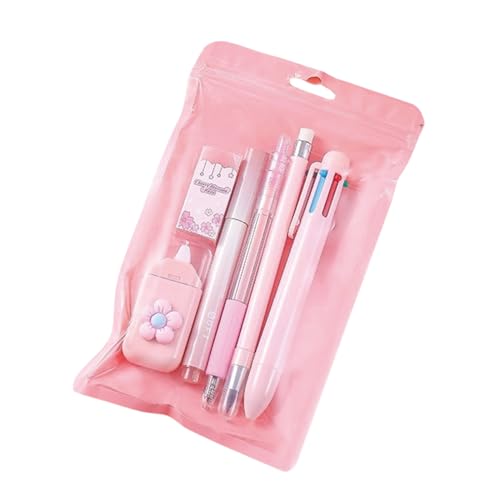 Set de papelería rosa 6 piezas con bolígrafos y más