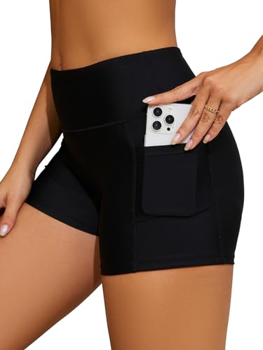 Control de abdomen con pantalones cortos de natación de cintura alta para mujer modesta