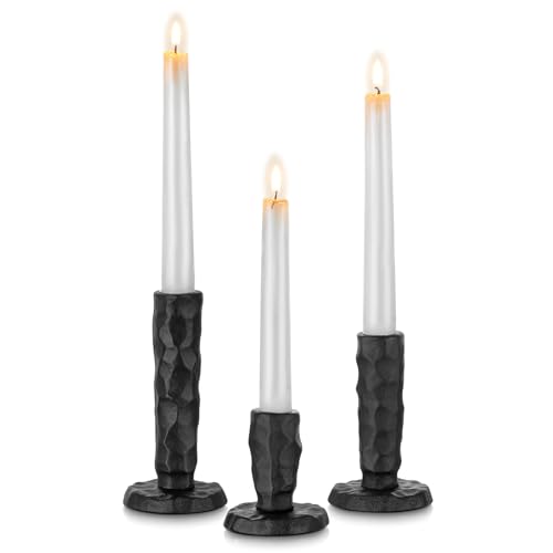 Sziqiqi Eisen Kerzenhalter Stabkerze Schwarz: Gusseisen Kerzenständer Stabkerzen 3er Set für...