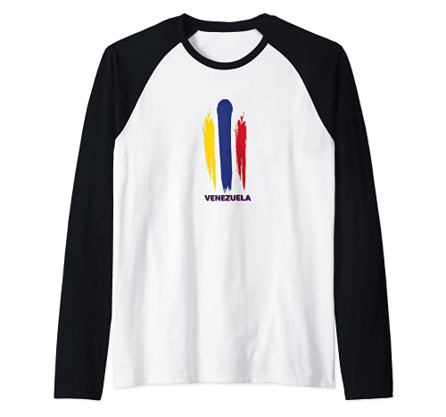 Flag Venezuela Raglan Baseball Tee, Black