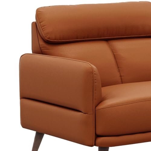 Image of Wakefit 2 Seater Sofa | 5 Year Warranty | Tan Leatherette, Neem Wood, Rectangular, Living Room Sofa - Azores(Robin : Tan)