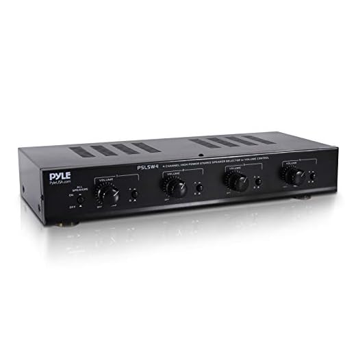 4 Channel Speaker Selector Switch - Multi Zone A B Speaker Distribution Controller Box w/ Independent Audio Source Volume Control, Supports Home Theater Stereo Amplifier Receiver System - Pyle PSLSW4