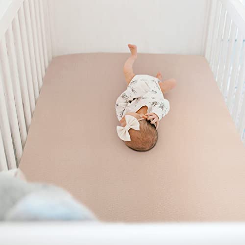 Image of GRSSDER Soft Muslin Crib Sheet 1 Pack, 100% Cotton Crib Sheets for Boys and Girls, Fit Standard Crib Mattresses 52 inch x 28 inch Safe and Snug, Natural