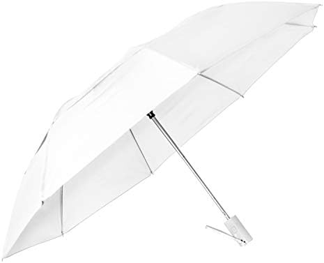 STROMBERGBRAND UMBRELLAS Vented Windproof Umbrella Compact Small Sturdy Automatic Open Wind Vent for Women and Men (with Matching case and Strap), (White)