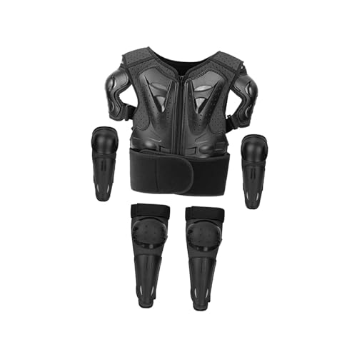 Milageto 5-Piezas Equipo de Protección Infantil con Chaleco, Rodilleras y Coderas Negro Milageto 5-Piezas Equipo de Protección Infantil con Chaleco, Rodilleras y Coderas Negro