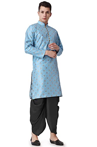 Image of Royal Kurta Men's Silk Blend Printed Kurta Dhoti Set
