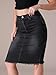 CIMUK Women's Denim Skirt Raw Hem High Waisted Pockets Stretch Knee Length Jean Skirts Medium Black