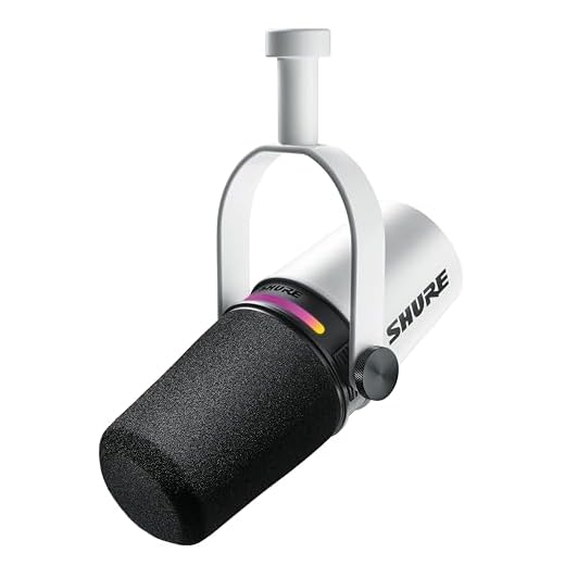 Shure MV7+ Podcast Mikrofon-Verbessertes Audio, LED-Touchpanel, USB-C- und XLR-Ausgänge, Auto-Level-Modus, digitaler Pop-Filter, Halleffekte, Podcasting, Streaming, Aufnahme - Weiss