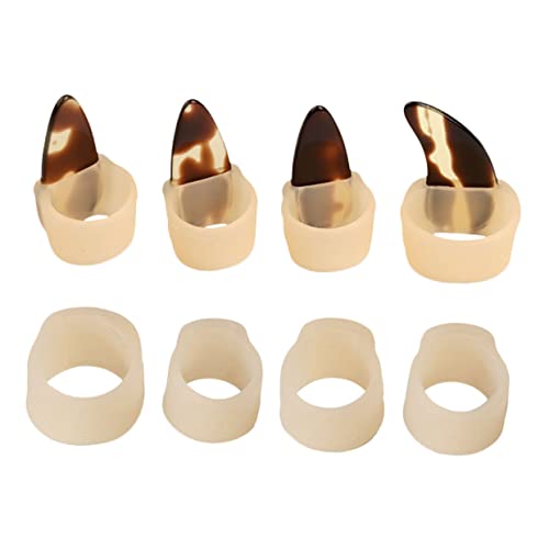 BAZEITFLOW Protectores de Uñas de Silicona Ajustables para Tocar Guzheng Cubiertas Ligeras y Cómodas para Uñas para Mano Derecha Color Piel Incluye