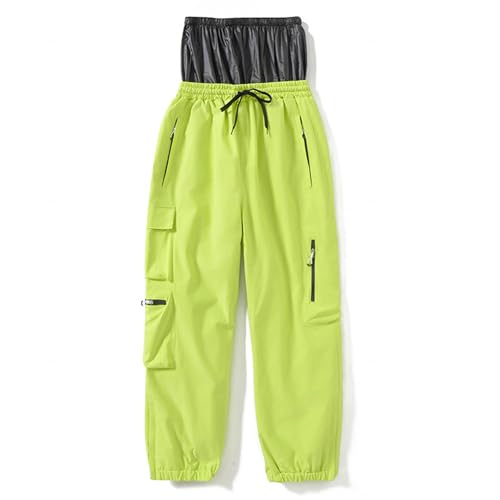 ALMASI Pantaloni da Sci Cargo Larghi da Donna da Uomo Pantaloni da Snowboard Larghi Casual da Neve Sport isolati Impermeabili Antivento(Grass Green,Large)
