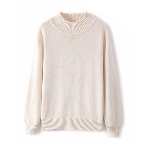 Knitted Pure Cotton Pullover Mens Thickened Loose Sweater Half Height Collar Long Sleeves Basic Top Comfortable2