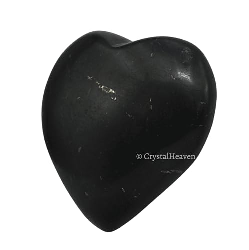 Image of Shungite Crystal Heart Palm Pebbles Stones for Anxiety Stress Relief Massage - AAA Grade Original Healing Gemstone Agate Heart Palm Stone for Yoga Meditation Spiritual