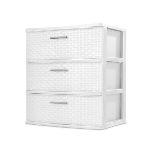 3 Drawer Plastic Storage Drawer,Wide Weave...