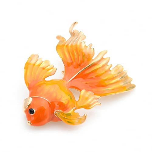 Image of Gold Fish Brooches Women Christmas Metal Fish Enamel Banquet Brooch Pins