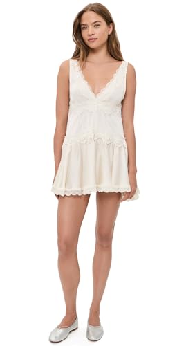 Free People Womens in This Groove Mini Slip Dress Tofu XL