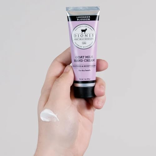 Image of Dionis Goat Milk Lavender Blossom Hand Cream, Body Lotion, Whipped Body Scrub, Shave Butter, Bar Soap 3 oz & Carrying Case 6-Piece Travel Set