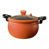 Pentola in metallo antiaderente a micropressione e pentola per cottura rapida di zuppe, stufati, fagioli e cereali, coperchio sicuro con rilascio di sicurezza (arancione, 8 l)