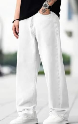 NAZDA Men's Relaxed Baggy Fit Jeans White - Image 2