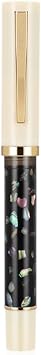 Jinhao 58 Fountain Pen, Iridium Extra Fine Nib with Black Scrimshaw Classic Design Smooth Writing Pen with Ink Converter Ivory White