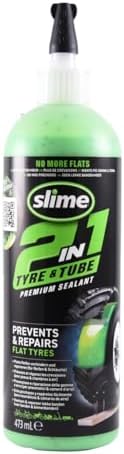 Slime 10193 Tire and Tube Sealant Puncture Repair Sealant, 2-in-1, Premium, Prevent and Repair, Suitable for Non-Highway Tires and Tubes, Non-Toxic, Eco-Friendly, 16oz Bottle