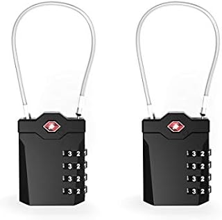 TSA Approved Luggage Locks with Steel Cable 4 Digit Combination Lock with Inspection