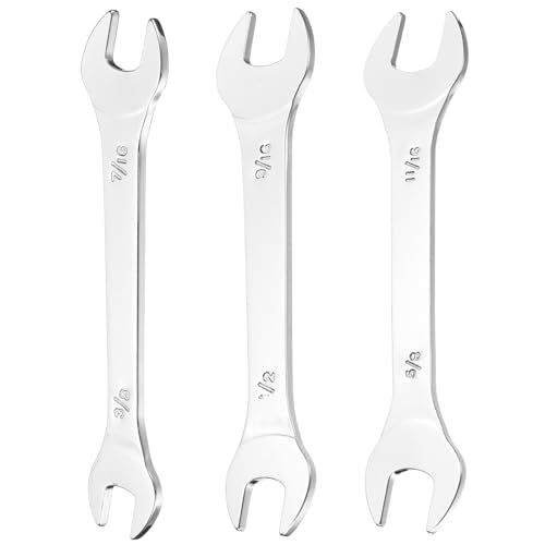 HARFINGTON 3pcs Thin Open End Wrenches SAE, 3/8x7/16, 1/2x9/16, 5/8x11/16 Inches, Slim Wrench Tool for Tight Spaces Repair