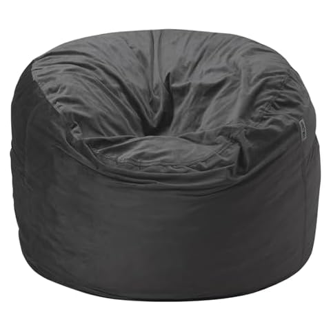 HABUTWAY Bean Bag Chair 3Ft Luxurious Velvet Ultra Soft Fur with High-Rebound Memory Foam for Adults Plush Lazy Sofa with Fluffy Removable Sponge 3'(Grey) Cover