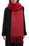 Loiyadn Winter Scarf for Women - Mohair Winter Scarf 91'×16', Soft Warm Scarves for Women/Men, Soft Chunky Cashmere Scarfs - Red