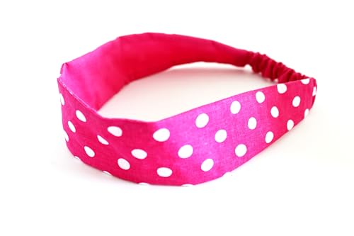 Bandeau fille à pois rose et blanc