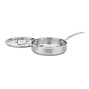 Cuisinart MCP33-30HN MultiClad Pro Triple Ply 5.5-Quart Saute Skillet, Sauté Pan w/Helper & Cover
