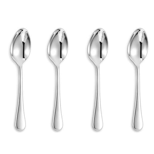 KEAWELL Premium Verona 4-Piece 5.9 inch Spoon Set – 18/10 Stainless Steel, Heavy-Duty Mirror-Finished Flatware for Daily Meals, Hosting and Special Occasions (4, Small Spoons)