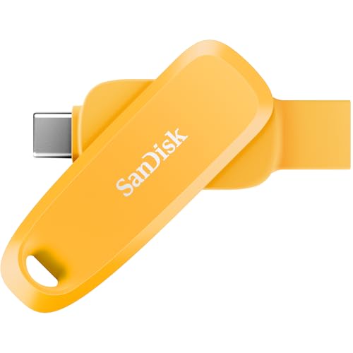 Clé USB 256 Go SanDisk pour Android et PC, double connecteur Type-C et Type-A, Jaune Jonquille