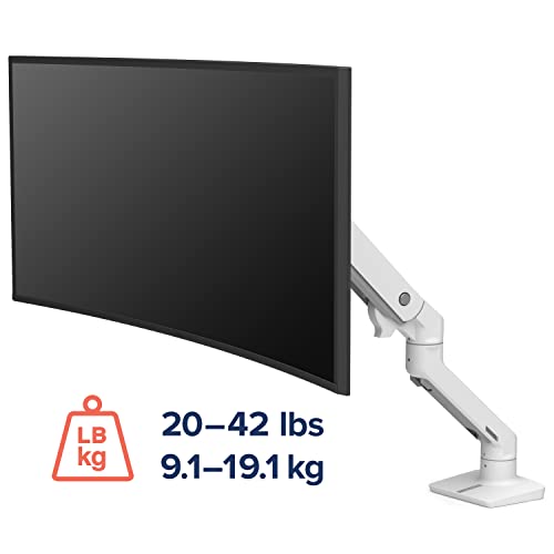 Image of Ergotron 45-475-216 HX Desk Mount Monitor Arm in Color Bright White for 20-42 lbs Monitors