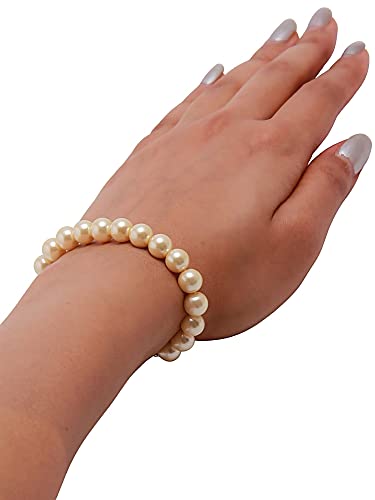 Taruna Biyani Multi Color 8MM Bead Imitation Simulated Pearl Adjustable Bracelet Women Girls - Image 3