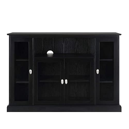 Summit Highboy Tv Stand With Storage Cabinets And Shelves , Black #TOP6