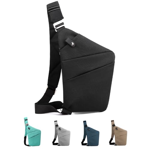 Anti Theft Bag Crossbody Purse-Anti Theft Travel Bag for Women & Men Slim Sling Bag CrossBody with Adjustable Strap (Black Left)
