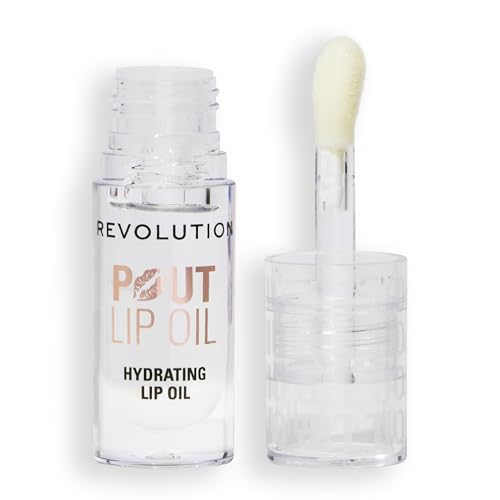 Revolution, Huile à Lèvres Pout - Huile Nourrissante Lèvres Teintée pour une Brillance Éclatante et un Fini Non Collant, Végan & Sans Cruauté, Litchi Transparent, 4 ml