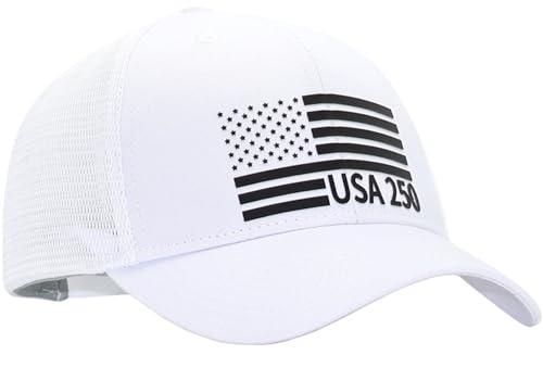 Image of American Flag Trucker Hats, Patriotic Baseball Cap for Men, Adjustable Breathable Mesh Snapback, Fits OSFM & XXL Head