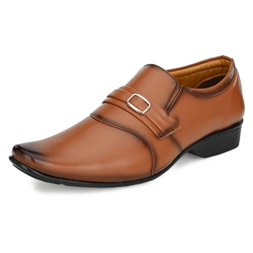 Image of Leatherkraft Formal Slip-On Shoes with Applique Detail