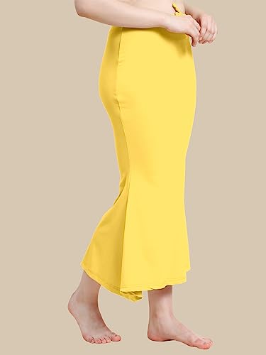 Jaanvi fashion Lycra-Saree Shapewear Petticoat für Damen, Baumwollmischung, Petticoat, Röcke für Damen, gelb, L
